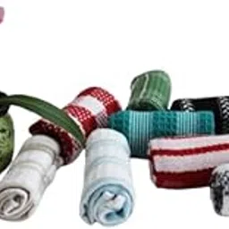 Kitchen Dish Cloths and Hand Towels Set, (369) Cotton, Multi-Colour Checkered Pattern, 8-Pack-picture-17