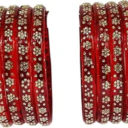 Crystal Glass Kada Set of 8 with Machine-Fitted Stones - Elegant & Sparkling Bangle Collection for Womens & Girls-image-8