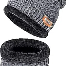 Unisex Winter Woolen Cap and Neck Warmer Set, Pack of 2, Black, Free Size-picture-39