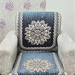 KREEVA Velvet Florida Floral 6 Piece 5 Seater Sofa slipcover and Chair Set - (3+1+1), Grey-picture-13