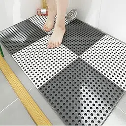 MOSHTU Rubber Floor Tiles Mats, Double Non-Slip Drainage Tiles Mat with Drain Holes Sucks,Deck Flooring for Pool Shower Bathroom Toilet Deck Patio Size (30x30)-image-44