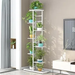 ARHAM ART 9 Tier Folding Metal Plant Stand Indoor 8 Tier 9 Potted with Gardening Tools and Gloves, Multiple Flower Pot Holder Display Rack for Patio, Garden, Balcony, Living Room (White)-picture-23