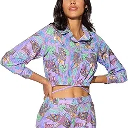 Into The Wild Women and Girls 3/4 Sleeves Collared Neck Multicolor All Over Printed Regular Fit Polyester Cropped Tops-image-19