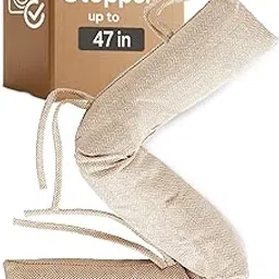 Draft Stopper for Window Sill 47 inches - Extra Long Door Draft Stoppers Extra Heavy - Patio & Glass Door Draft Blocker - Removable & Washable - Lower Your Heating Bills - Beige-picture-16