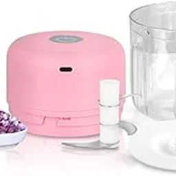 Pencil Chopmate Electric Chopper for Vegetables,Fruits,Meats Chop,Mince, Puree, Whisk | 350 ml |Electric Food Processor | Versatile Portable & Battery Operated with SS Blades- 30 Watts (Pink)-picture-10