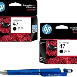 HP 47 Ink Cartridge (Black) Twin (Set of 2) with 3in1 Multi-Function Mobile Phone Stand, Stylus Pen, Anti-Metal Texture Rotating Ballpoint Pen (Very Colors)-picture-24