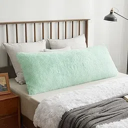 Ultra Soft Velvet Body Pillow Cover/Case Pillowcase with Hidden Zipper, Zippered Body Pillow Case (Aqua (Fur), 20x54)-picture-23
