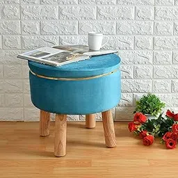 SmartKart Ottoman Bench Pouffes Stool for Living Room Sitting Furniture Footrest Seat Pouf Puffy Sitting Stool Foot Stool for Office Home Decor, 16x16x16 Inches, Sky-Blue-picture-20