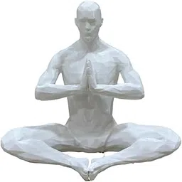 Modern Art White Ceramic Meditation Sculpture, Yoga Figure in Lotus Position, Contemporary Zen Home Decor Statue, Minimalist Design-picture-35