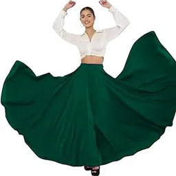 jyeshta Women's Crepe Full Flared Skirt with High Rise Style Floor Length Solid Pattern and Regular Fit-picture-24