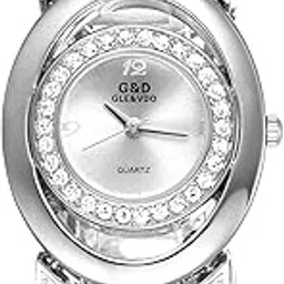 avaner Women's Gold Watches Analog Quartz Rhinestone Wrist Watches with Stainless Steel Band for Halloween Costume, B-silver, Modern-picture-26