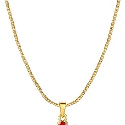 cute gold One Gram Micro Gold Plated Handcrafted Stone Dollar Pendant Long Chain for Women & Girls (24 inch) (DC-1159)-picture-23