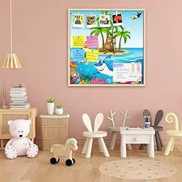 ArtzFolio Lives in The Ocean | Bulletin Board Notice Pin Board | Vision Soft Board Combo with Thumb Push Pins & Sticky Notes | Natural Brown Frame | 16 x 16 inch (41 x 41 cms)-picture-15