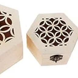 Ubersweet® Imported 3Pcs Hex Unpainted Wooden Chest Trinket Storage Gifts_120169-picture-20