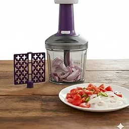 NESTORA Smart Hand Push Vegetable Chopper with 6 Stainless Steel Blades & Whisker | Manual Food Processor for Kitchen | Easy to Use, Large Capacity, BPA-Free (1100ML)-image-93