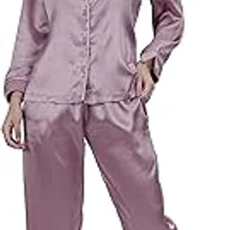 Blush Pink Luxe Pajama Set Satin Soft Sleepwear for Women Comfortable Loungewear Lightweight Breathable Nightwear Relaxed fit Indoor Set-image-43