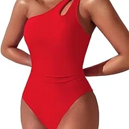 beilon Women One Shoulder One Piece Swimsuit Tummy Control Bathing Suits Modest Full Coverage Cutout Swimwear-picture-42