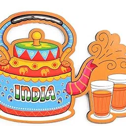 SkyWalker India Souvenir Wooden Fridge Magnet-Indian Chai Fridge Magnet (Multicolour)-image-45