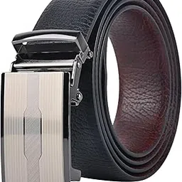 moda berrinche Moda B Premium Leather Reversible Belt, Autolock Buckle, Black and Brown, Fits Waist Size up to 44 Inches. image 1