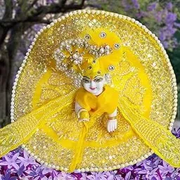 Partish Laddu Gopal Heavy Janamashtmi Poshak with Pagdi, Patka and Choli (Size 1) l Ladoo Gopal Dress l Bal Gopal l Kanha Ji Thakur Ji Dress(Yellow)-image-4
