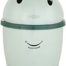 PUTHAK Mini Desktop Trash Can with Swing Lid – Stylish Plastic Wastebasket for Office, Kitchen, Tabletop & Countertop | Small Round Garbage Bin (Large)-image-0