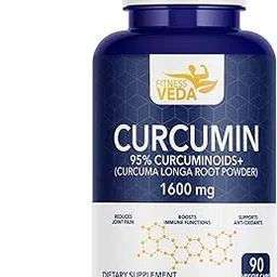 FITNESSVEDA Curcumin Long Rootn- 1600mg with 95% Curcuminoids Higher Absorption- Antioxidant inflammatory Supplement - For Skin, Joint Support, Improve Immune System (90 Veg Capsule)-picture-15