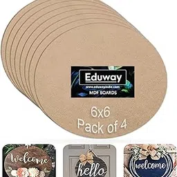 Eduway® 6x6 Inch Round MDF Board Wood Sheet for Craft Art, 4mm Thick, Pack of –4 - Premium Pine Cardboard for Artists, Art and Craft Students - Hard Cutout in Small and Large Sizes (15x15 cms) image 1