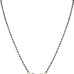 jfl Traditional Fusion One Gram Gold Plated CZ Diamond Designe Mangalsutra with Black Beaded Chain for Women,Valentine-picture-40