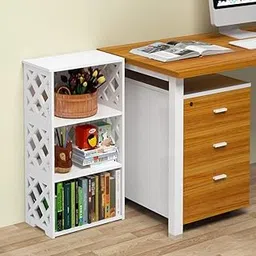 Beliefwood Modern Tier Bookshelf For Small Spaces Shelf Bookcase Kids, Book Storage Organizer Case Open Shelves For Bedroom Living Room Office (3 Tier) - White image 1