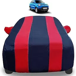Auto Hub Car Cover Compatible with Maruti Suzuki S-Presso with Mirror Pockets, Triple Stitched, Water Resistant, S-Presso Car Cover, Navy, Red image 1