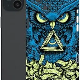 AtOdds - Compatible for iPhone 15 Plus - Mobile Back Skin Sticker - Lamination - Back Screen Guard Protector Film Wrap (Coverage - Back+Camera+Sides) (Design - Blue Owl)-picture-25
