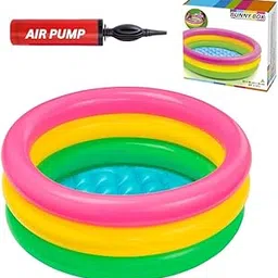 Bunny Box Inflatable Rainbow Pool with Air Pump, 3-Ring Design, Multi-Color-picture-10