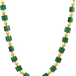 p.c. chandra jewellers 22KT (916) Yellow Gold Thushi Necklace for Women | Green Square Bead Traditional Jewellery - 0.93g Gold-picture-42