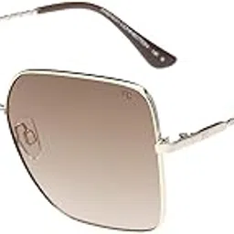 french connection |Gold Full Frame Square Sunglasses|100% UV Protected (Uv 400) Brown Gradient Faded Lens|Women's|Large|FC 7630 C1 S-picture-31