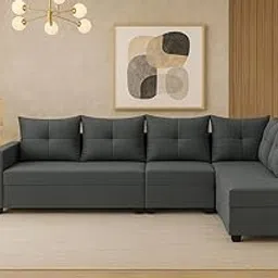 Oriana 6 Seater RHS L Shape Sofa Set | Soft Velvet Suede Fabric | Modern Design | Plush Comfort Cushions for Living Room (Dark Grey)-picture-19