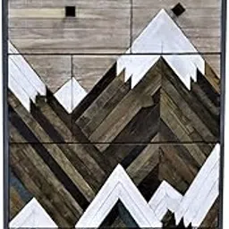 Wood Adora Drawer Chest with Seven Drawers and Attractive Mountain Design. (60x40x114 cm) (Solid Old Reclaimed Wood, Back MDF, Grey with White and Brown)-picture-52