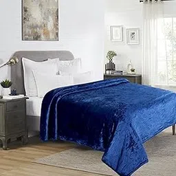 Dream Living Premium Flannel Double Bed Winter Blanket | Winter bedsheet AC Blanket | Soft Lightweight Cozy Soft for Bed, Sofa, Couch, Travel & Camping| 220x230 cm - Blue-picture-13