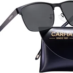 carfia Metal Mens Rectangular Sunglasses Polarized UV400 Protection for Driving Fishing Hiking Golf Everyday Use, Black-picture-21