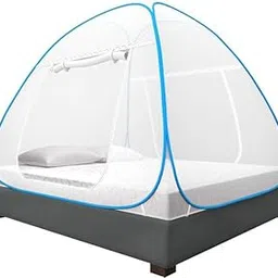 Belomoda Blue Mosquito Net Double Bed Nets for Size King Foldable Child Mosquitoes with Adults Maskito Net Mosquito/Machhardani with Free Saviours (200 * 200 * 145 cm) (Blue) image 1
