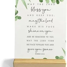 Sarvada Decor Bible Verse Desk Decor Rustic Plaque with Wood Stand, May the Lord Bless You Scriptures Decor, Christian Wood Sign for Home Nursery Shelf Décor-image-54
