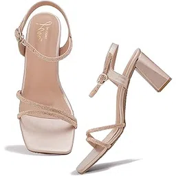 jm looks Women's Spark Block Heels – With Sparkling Silver Rhinestone Embellishments Heel for Weddings, Party office, brunches-picture-49