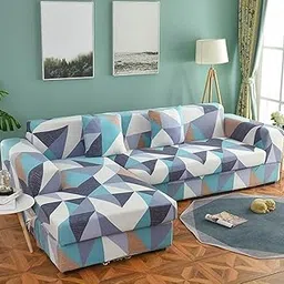 Lukzer Polyester Blend L-Shaped Sofa Cover For Living Room Furniture Flexible Slipcover For Couches And More(Left Hand Side,Prism Light Blue)-picture-20
