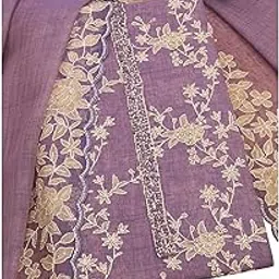 soch Womens Linen Floral Print Unstitch Dress Material With Thread Work-picture-37