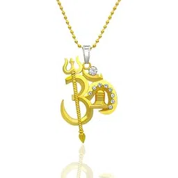 gift nest Gold Plated Lord Shankar Om Trishul Shiv Ling Pendant Golden Pendant Chain-picture-33