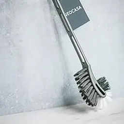 Plastic Double Sided Flexible Toilet Brush in Hockey Design for Western and Indian Toilet Cleaning, Grey Colour, Large, Pack of 2-picture-44