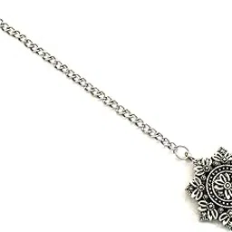 yash jewels emporium Silver Plated Maang Tikka Forehead Ethnic Bridal Eid for Women and Girls-picture-19