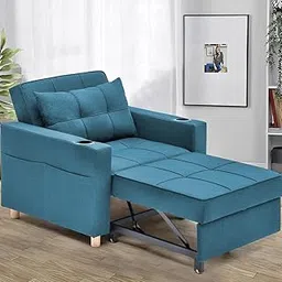 GRAPEWOOD Wisla Single Seater Sofa Cum Bed for Living Room (Turquise) Premium Fabric Sofa-picture-41