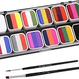 MERISHOPP Face Body Paint Palette with 2 Brushes Makeup for Dress up Christmas Holiday-picture-10