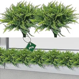 Tdas Artificial Plants for Home Decor Flora Plant Decorative Items Flower Leaves Living Room Bedroom Decoration vase Show Pieces pots Office (Green - 2 Pcs)-picture-10