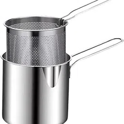 NANIAAY Small Deep Frying Pot with Basket 1200ml Stainless Steel Fryer Pot with Long Handle Mini deep Oil Fryer for French Fries/Shrimp/Fish/Chicken Wings/Boiling Butter/Sauce/Gravies/Pasta-picture-43
